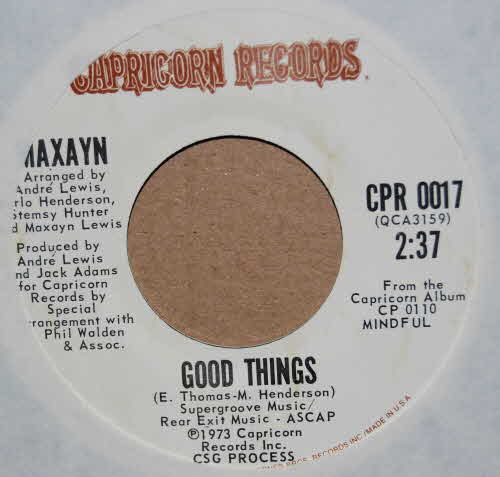 MAXAYN — GOOD THINGS / CHECK OUT YOUR MIND record label scan