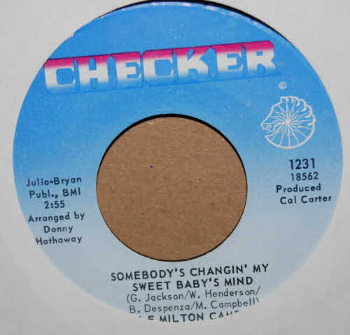 LITTLE MILTON CAMPBELL — SOMEBODY'S CHANGIN' MY SWEET BABY'S MIND / I'M TIRED record label scan