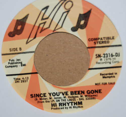 HI RHYTHM — SINCE YOU'VE BEEN GONE / SUPERSTAR record label scan
