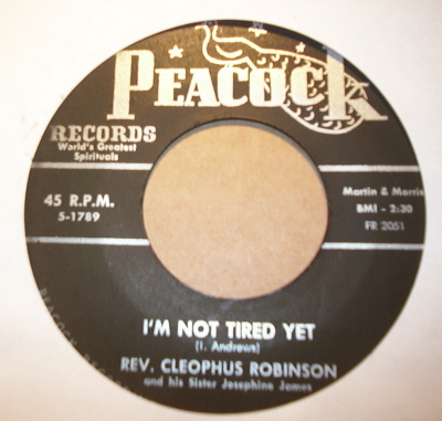 REV. CLEOPHUS ROBINSON — I'M NOT TIRED YET / SILENT NIGHT record label scan