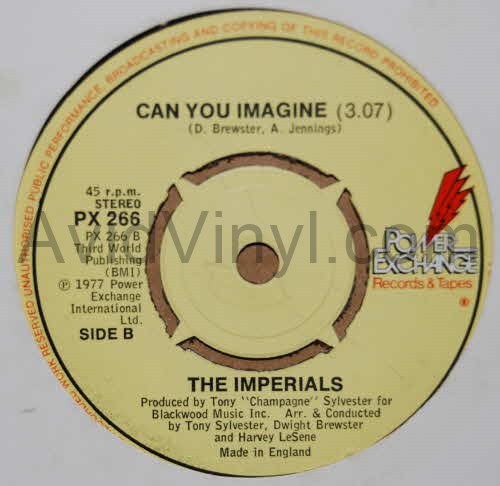 IMPERIALS — CAN YOU IMAGINE / WHO'S GONNA LOVE ME record label scan