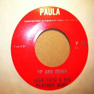 JOHN FRED AND HIS PLAYBOY BAND — UP AND DOWN / HEY HEY BUNNY record label scan