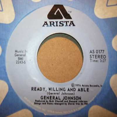 GENERAL JOHNSON — READY, WILLING AND ABLE / ALL IN THE FAMILY record label scan