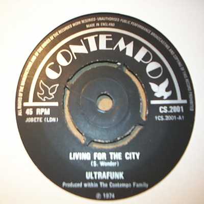 ULTRAFUNK — LIVING FOR THE CITY / WHO IS HE AND WHAT IS HE TO YOU record label scan