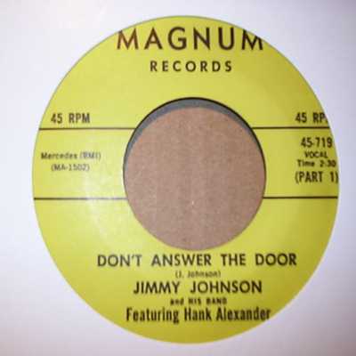 JIMMY JOHNSON FEATURING HANK ALEXANDER — DON'T ANSWER THE DOOR / PT2 record label scan