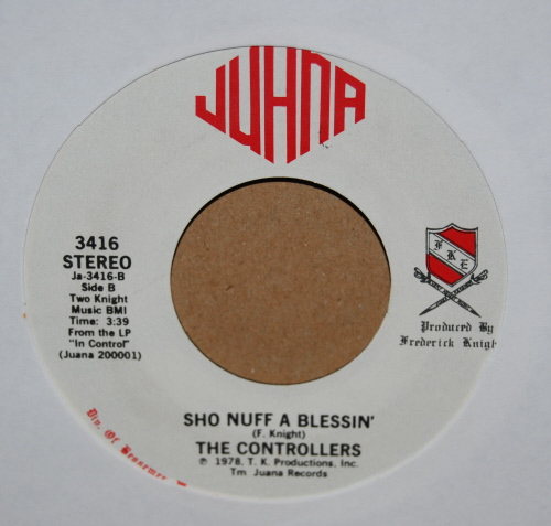 CONTROLLERS — SHO NUFF A BLESSIN ' / HEAVEN IS ONLY ONE STEP AWAY record label scan