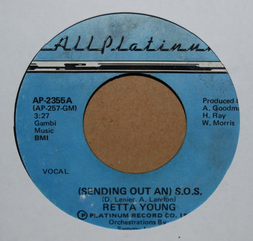 RETTA YOUNG — S O S / INSTRUMENTAL record label scan