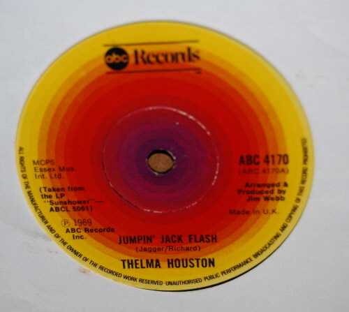 THELMA HOUSTON — JUMPIN' JACK FLASH / IF THIS WAS THE LAST SONG record label scan