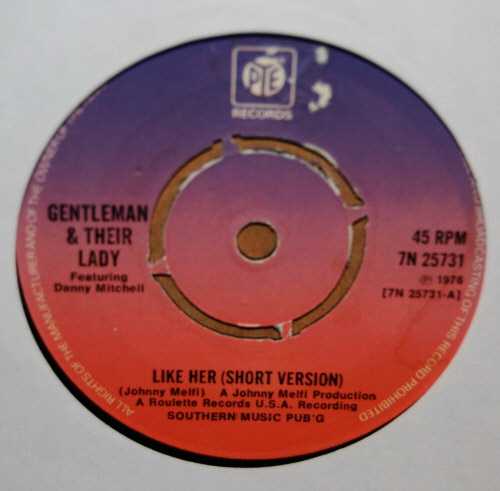 GENTLEMAN AND THEIR LADY — LIKE HER / LONG VERSION record label scan