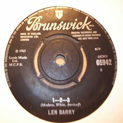 LEN BARRY — 1 2 3 / BULLSEYE record label scan