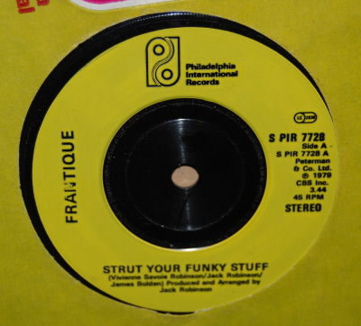FRANTIQUE — STRUT YOUR FUNKY STUFF / GETTING SERIOUS record label scan