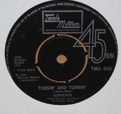 SUPREMES — TOSSIN' AND TURNIN' / OH BE MY LOVE record label scan