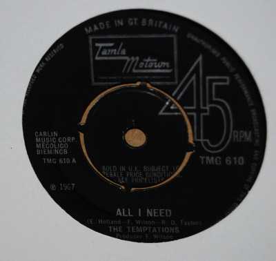 TEMPTATIONS ALL I NEED / SORRY IS A SORRY WORD