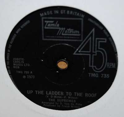 SUPREMES — UP THE LADDER TO THE ROOF / BILL WHEN ARE YOU COMING BACK record label scan