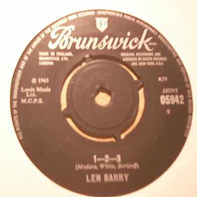 LEN BARRY — 1 2 3 / BULLSEYE record label scan