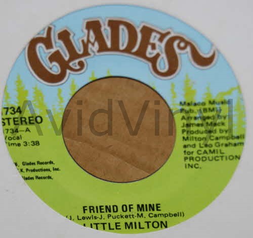 LITTLE MILTON — FRIEND OF MINE / INSTRUMENTAL record label scan