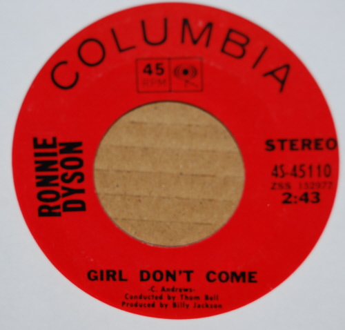 RONNIE DYSON — GIRL DON'T COME / WHY CAN'T I TOUCH YOU record label scan