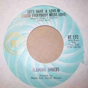 FLAMING EMBERS — LET'S HAVE A LOVE IN / HEY MAMA record label scan