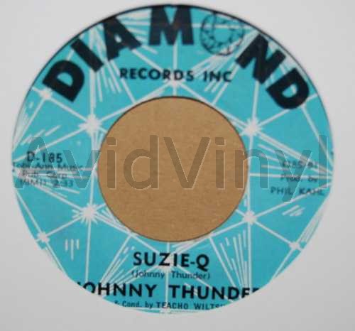 JOHNNY THUNDER — SUZIE Q / DEAR JOHN I'M GOING TO LEAVE YOU record label scan