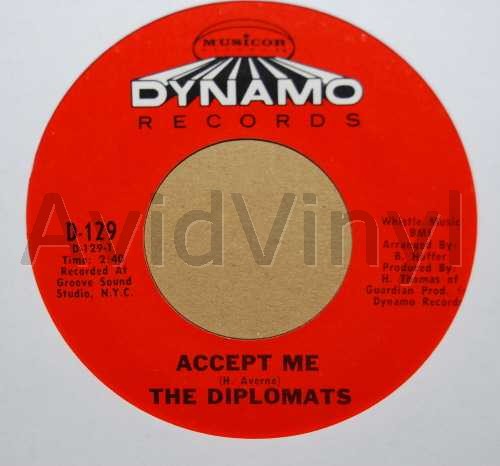 DIPLOMATS — ACCEPT ME / YOUR LOVE IS SHELTER record label scan