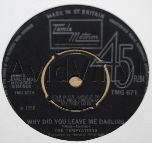TEMPTATIONS — HOW CAN I FORGET / WHY DID YOU LEAVE ME DARLING record label scan