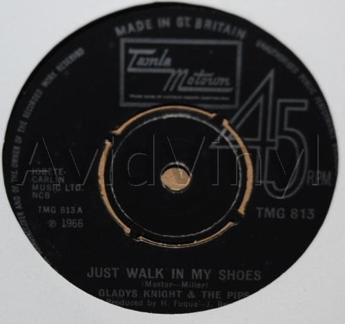 GLADYS KNIGHT AND THE PIPS — JUST WALK IN MY SHOES / I'M LOSING YOU record label scan