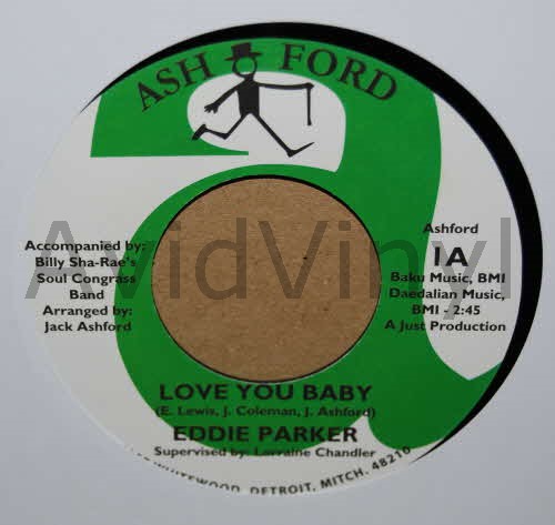EDDIE PARKER — LOVE YOU BABY / I'M GONE record label scan