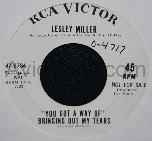 LESLEY MILLER — BRINGING OUT MY TEARS / HE WORE THE GREEN BERET record label scan