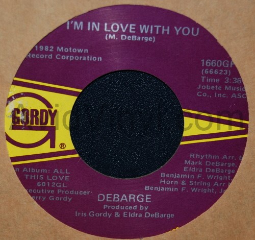 DEBARGE — I'M IN LOVE WITH YOU / ALL THIS LOVE record label scan