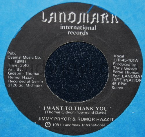 JIMMY PRYOR AND RUMOR HAZZIT I WANT TO THANK YOU / LOVE MAKES IT'S OWN ROAD