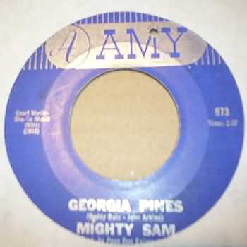 MIGHTY SAM — GEORGIA PINES / I'M A MAN record label scan