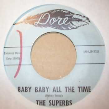 SUPERBS — BABY BABY ALL THE TIME / RAINDROPS, MEMORIES AND TEARS record label scan