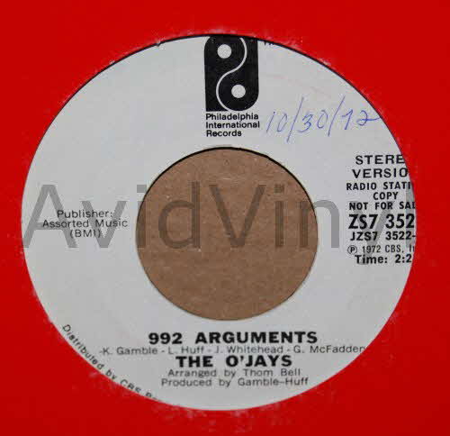 O'JAYS — 992 ARGUMENTS / SAME record label scan