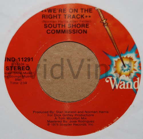 SOUTH SHORE COMMISSION — WE'RE ON THE RIGHT TRACK / I'D RATHER SWITCH THAN FIGHT record label scan