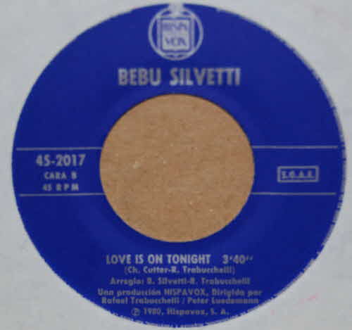 BEBU SILVETTI — LOVE IS ON TONIGHT / PIANO alternate record image 2