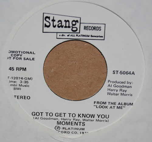 MOMENTS GOT TO GET TO KNOW YOU / I FEEL SO GOOD AGAIN