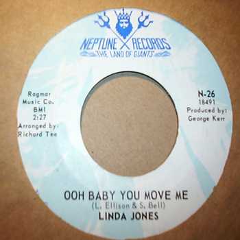 LINDA JONES — OOH BABY YOU LOVE ME / CAN YOU BLAME ME? record label scan
