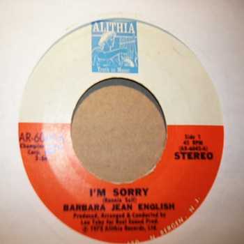 BARBARA JEAN ENGLISH — I'M SORRY / LIL' BABY record label scan