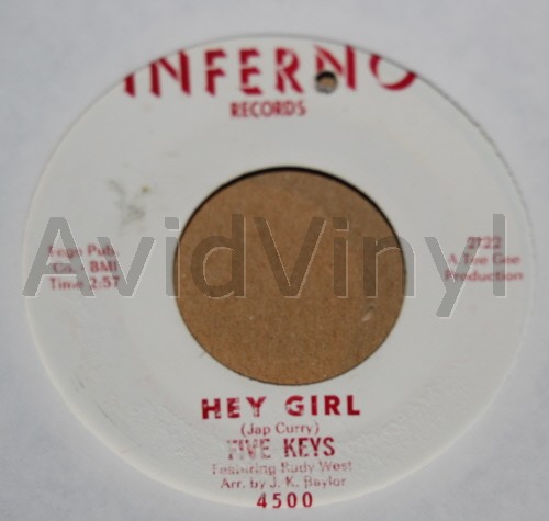 FIVE KEYS — HEY GIRL / NO MATTER record label scan