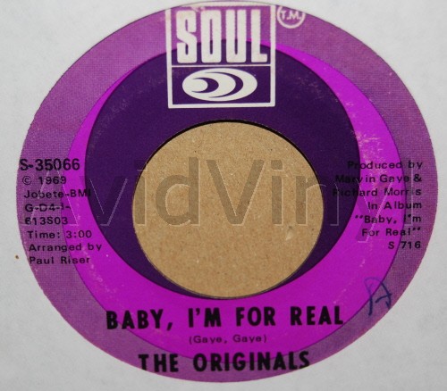 ORIGINALS — BABY I'M FOR REAL / MOMENT OF TRUTH record label scan