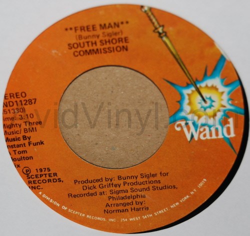 SOUTH SHORE COMMISSION — FREE MAN / DISCO MIX record label scan