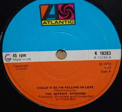 DETROIT SPINNERS — COULD IT BE I'M FALLING IN LOVE / JUST YOU AND ME BABY record label scan