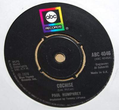 PAUL HUMPHREY — COCHISE / WHAT'S THAT NOISE PK record label scan