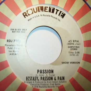 ECSTASY PASSION AND PAIN — PASSION / SAME record label scan