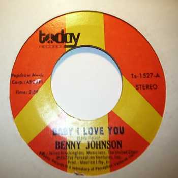 BENNY JOHNSON — BABY I LOVE YOU / GIVE IT UP record label scan