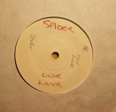 SPIDER / JOHNNY BRAGG — OUR LOVE / THEY'RE TALKING ABOUT ME record label scan