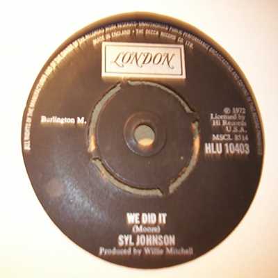 SYL JOHNSON — WE DID IT / ANY WAY THE WIND BLOWS record label scan