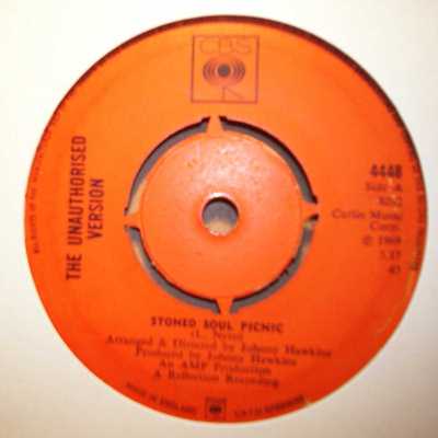 UNAUTHORISED VERSION — STONED SOUL PICNIC / GIRL TALK record label scan