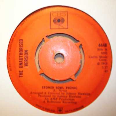 UNAUTHORISED VERSION — STONED SOUL PICNIC / GIRL TALK record label scan