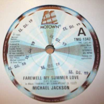 MICHAEL JACKSON — FAREWELL MY SUMMER LOVE / CALL ON ME record label scan